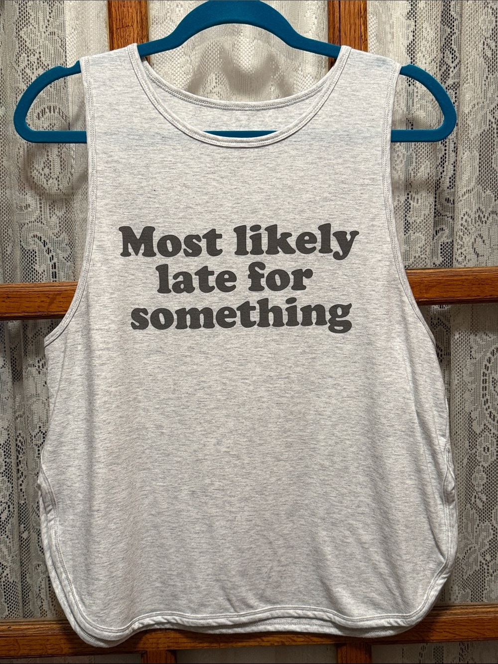 aerie Light Gray Graphic Tank with Text